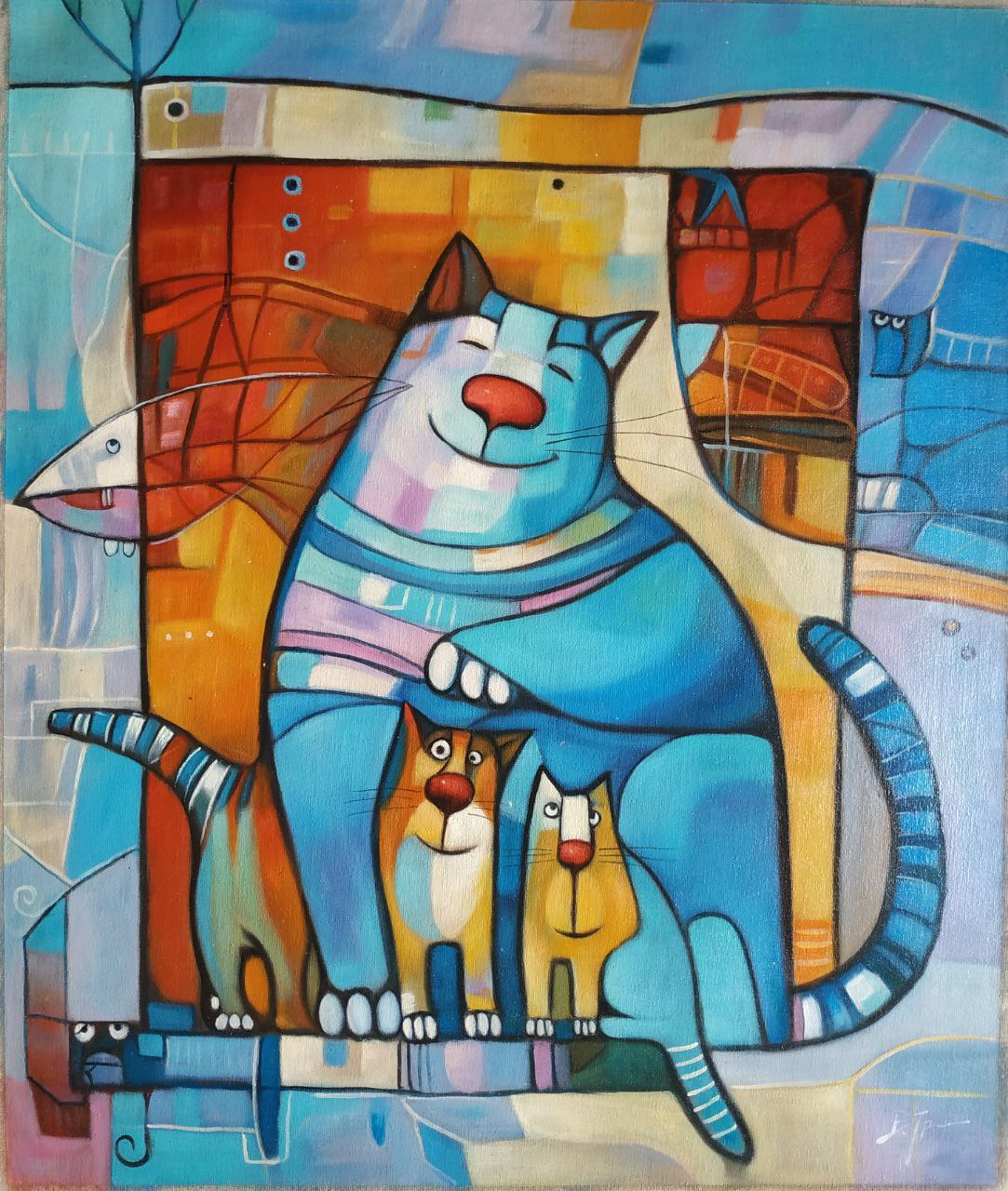 Картина маслом Котики 50х60